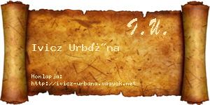 Ivicz Urbána névjegykártya